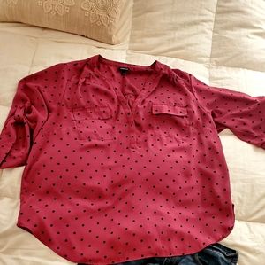 Burgundy polka dot blouse